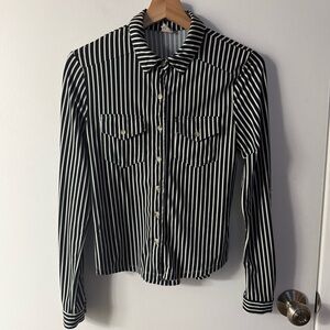 IJOAH Black and White Striped Shirt